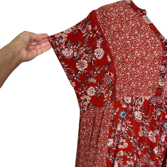 Knox Rose Sz XL (16) Floral Boho Cottagecore Dress Asymmetrical Hem Pockets - Picture 5 of 11